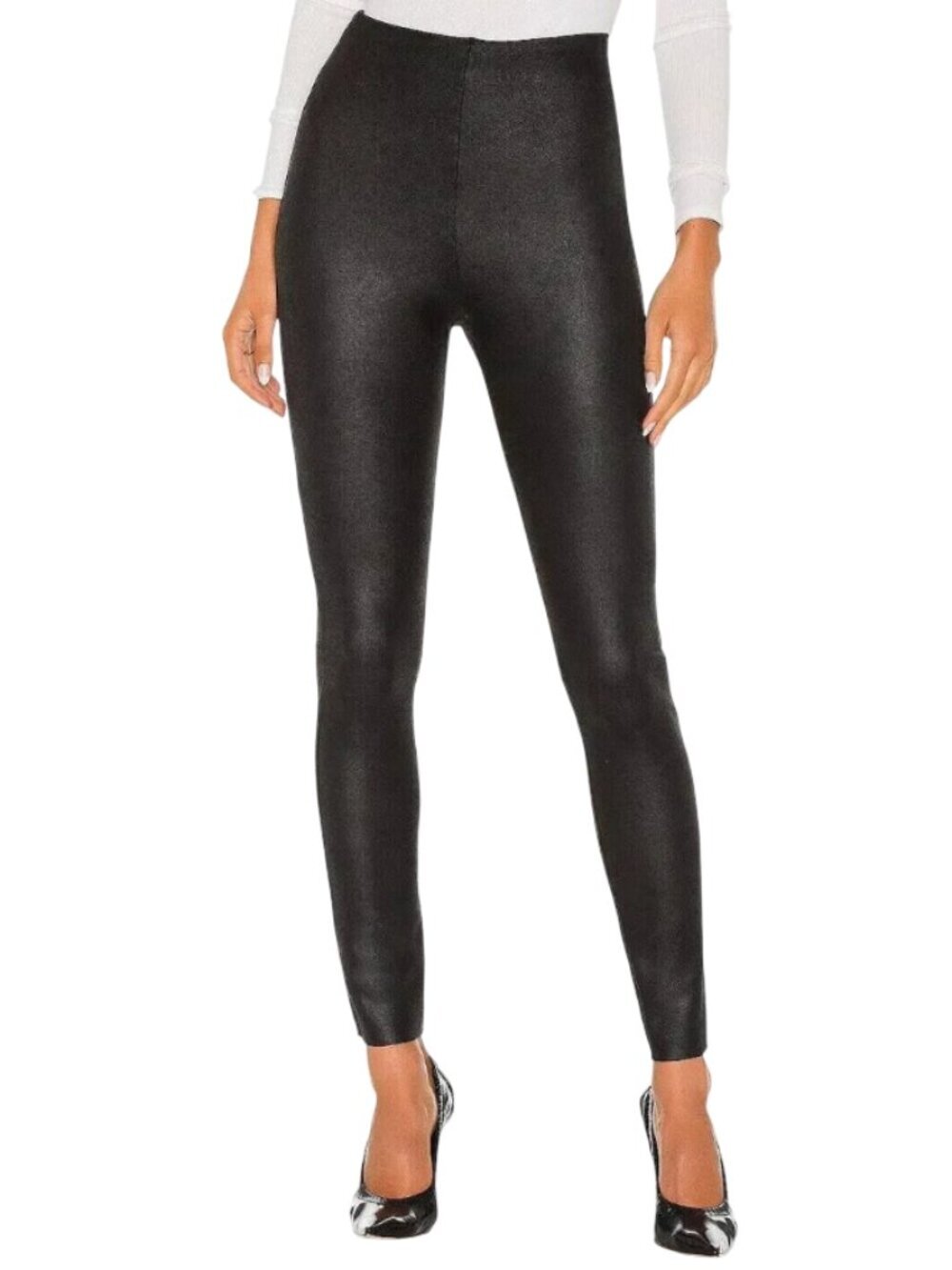 Commando Faux Suede Leggings Black Women's Size S Skinny High Rise Evening Party